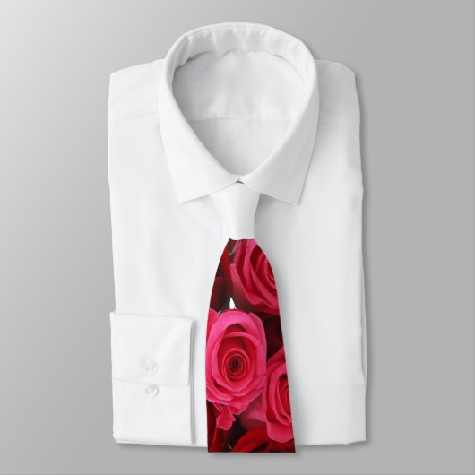 Rode en Roze Bloemen Mannen Stropdas (Gebonden)