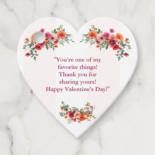 Rode en roze Bloemen Valentijns Bedankjes Labels (Voorkant)