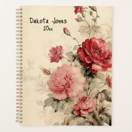 Rode en Roze Bloemen Waterverf Rozen Planner