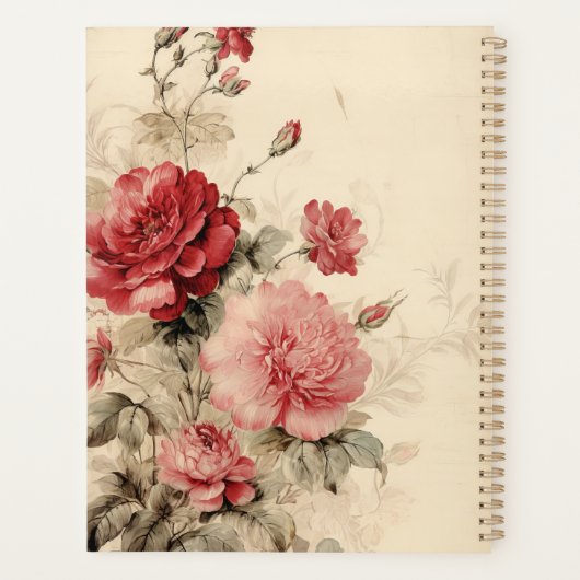 Rode en Roze Bloemen Waterverf Rozen Planner (Achterkant)