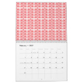 Rode en roze bloemige afbeeldingen met geraniums i kalender (Feb 2027)