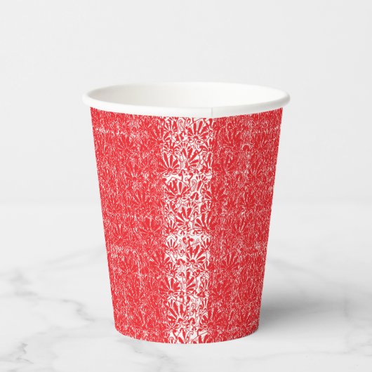 Rode en roze bloemige afbeeldingen met geraniums i papieren bekers (Rechts)