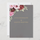 Rode en Roze Bloemstuk Nuestra Boda Kaart (Achterkant)