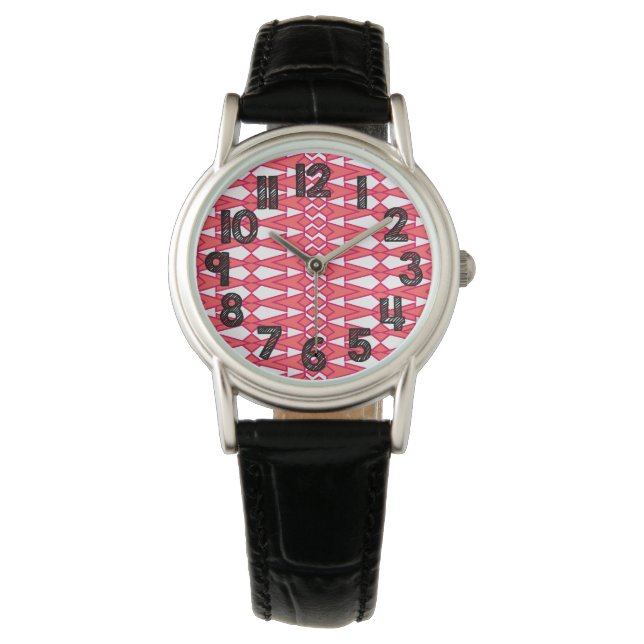 Rode en roze Bowties Horloge (Voorkant)