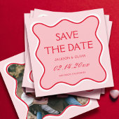 Rode en roze bruiloft Bewaar de datumfoto Kaart