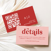 Rode en roze bruiloft details informatiekaartje