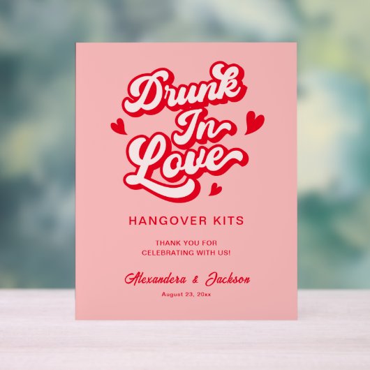 Rode en Roze Bruiloft katerkitsets Acryl Bord (Neutraal)