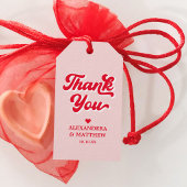 Rode en roze bruiloft thema gunst cadeaulabel