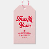 Rode en roze bruiloft thema gunst cadeaulabel (Voorkant)