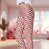 Rode en Roze Checkerboard Heart Valentijns Leggings