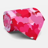Rode en roze Confetti harten Stropdas (Opgerold)
