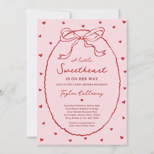 Rode en Roze Coquette Bow Valentijns Baby shower Kaart (Voorkant)