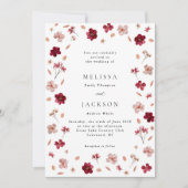 Rode en Roze Crème, Bloemen bruiloft uitnodiging (Voorkant)