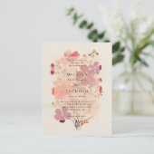 Rode en Roze Crème, Bloemen bruiloft uitnodiging (Staand voorkant)