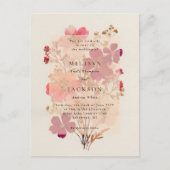 Rode en Roze Crème, Bloemen bruiloft uitnodiging (Voorkant)