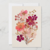 Rode en Roze Crème, Bloemen bruiloft uitnodiging (Achterkant)