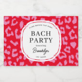 Rode en Roze Dierenprint Bachelorette-feest Likeurfles Etiket (Enkel label)