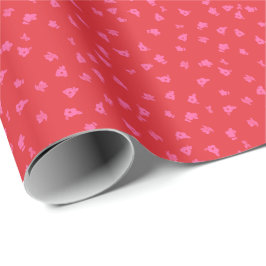 Rode en Roze Ditsy Bloemen Cadeaupapier