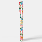 Rode en Roze Ditsy Bloemen Monogram Case-Mate iPhone Case (Achterkant / Links)