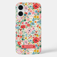 Rode en Roze Ditsy Bloemen Monogram