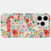 Rode en Roze Ditsy Bloemen Monogram Case-Mate iPhone Case (Achterkant (horizontaal))