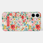 Rode en Roze Ditsy Bloemen Monogram Case-Mate iPhone Case (Achterkant (horizontaal))