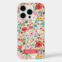 Rode en Roze Ditsy Bloemen Monogram
