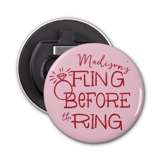Rode en Roze Doodle-schets voor de ring Button Flesopener (Voorkant)