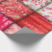 Rode en Roze Faux Patchwork Quilting Cadeaupapier (Hoek)