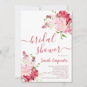 Rode en Roze Floral Bridal Shower Kaart (Voorkant)