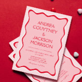 Rode en roze Funky Eclectic Wedding Kaart