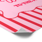 Rode en roze gestreepte Pickleball-verjaardagsfees Poster (Hoek)