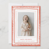 Rode en Roze Hand-getrokken Waterverf Lijst Foto Feestdagenkaart (Voorkant)