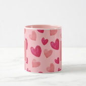Rode en Roze Hart Persoonlijke Monogram Naam Mok (Midden)
