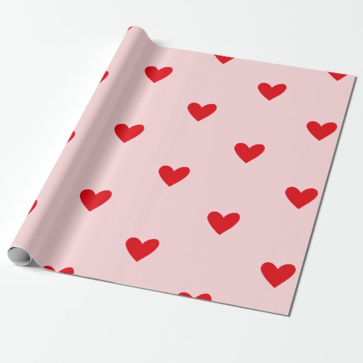 Rode en Roze Hart Valentijn's Day Cadeaupapier (Uitgerold)