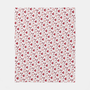 Rode en Roze Harten en Rozen Doodle Kunst Fleece Deken