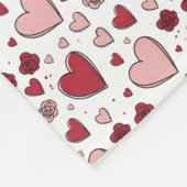 Rode en Roze Harten en Rozen Doodle Kunst Fleece Deken (Hoek)