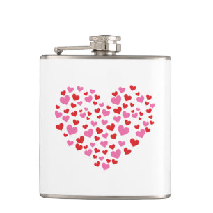 Rode en roze harten heupfles