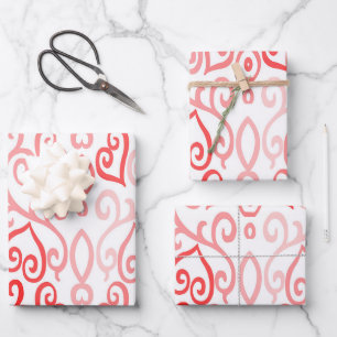 Rode en roze harten inpakpapier vel