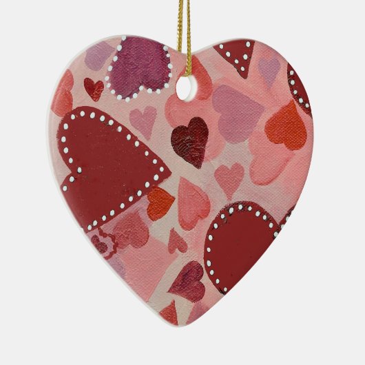 rode en roze harten keramisch ornament (Rechts)