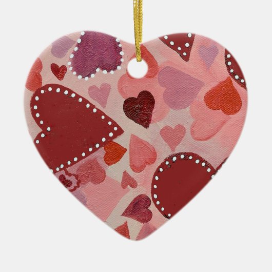 rode en roze harten keramisch ornament (Voorkant)