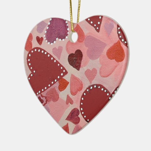 rode en roze harten keramisch ornament (Links)