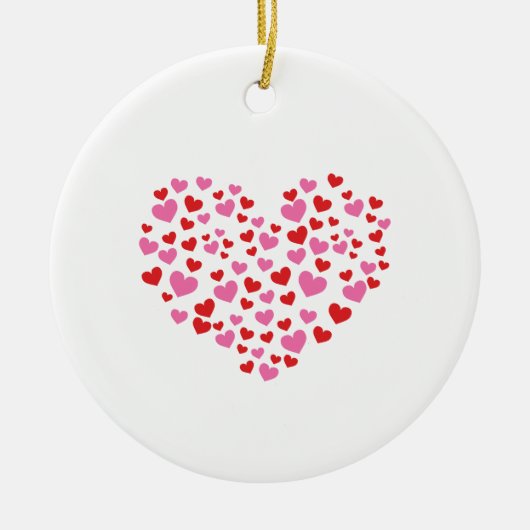 Rode en roze harten keramisch ornament (Voorkant)