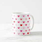 Rode en roze harten koffiemok (Voorkant rechts)
