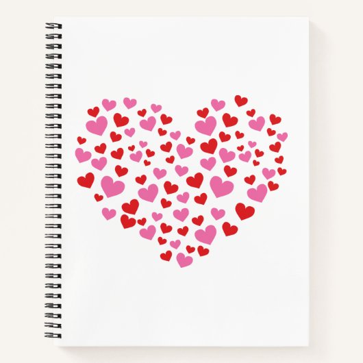 Rode en roze harten notitieboek (Voorkant)