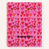 Rode en roze harten notitieboek (Voorkant)
