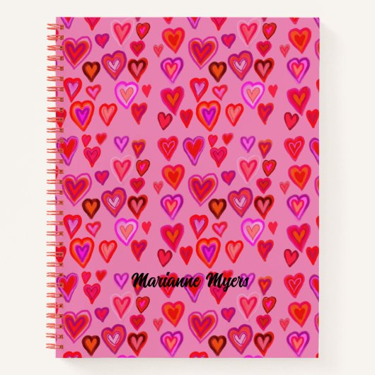 Rode en roze harten notitieboek (Voorkant)