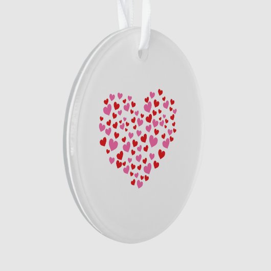 Rode en roze harten ornament (voorkant)