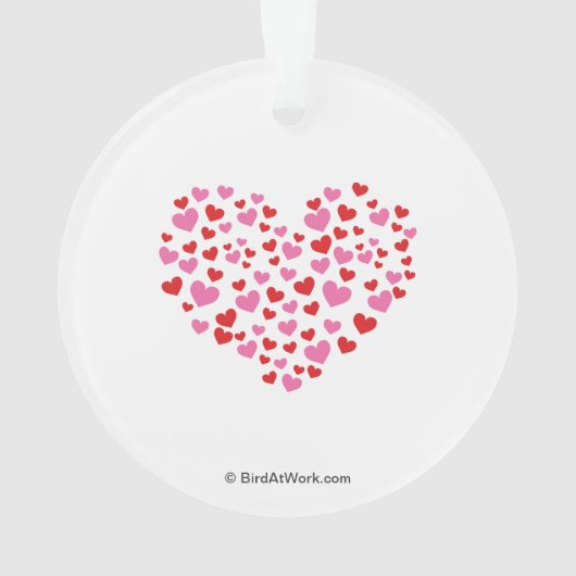 Rode en roze harten ornament (achterkant)