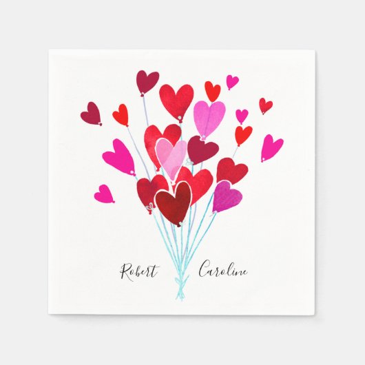 Rode en Roze Harten Persoonlijke Valentijnsdag Servetten (Voorkant)